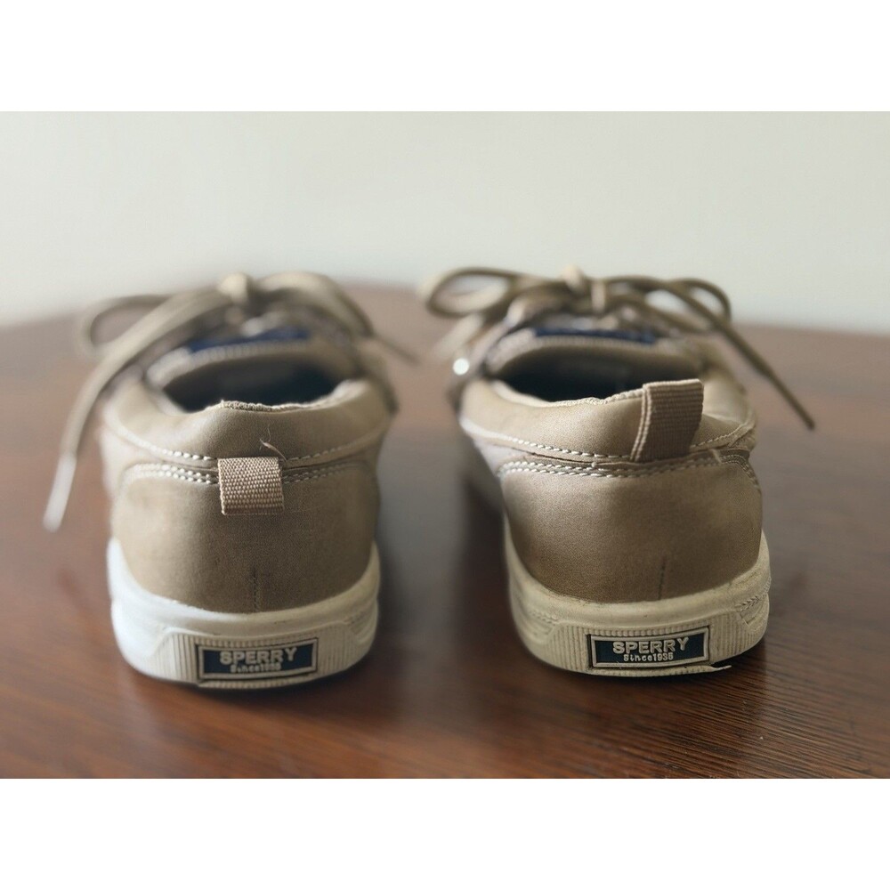 Sperry Top Sider Kids Boat Shoes Tan Leather Lace Up Size 1 M - Picture 3 of 10
